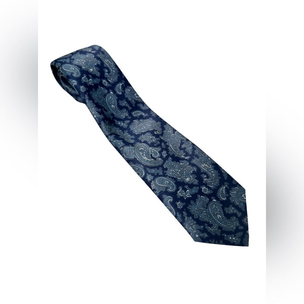 Vintage Gino Resillio Italian Neckwear Tie Necktie Blue Paisley 100% Silk Italy